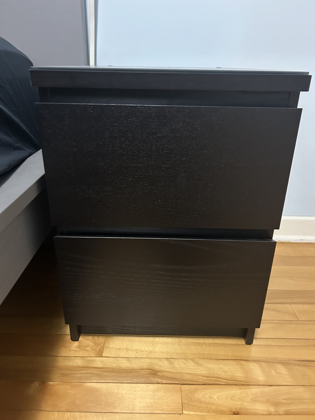 Black 2-Drawer Nightstand