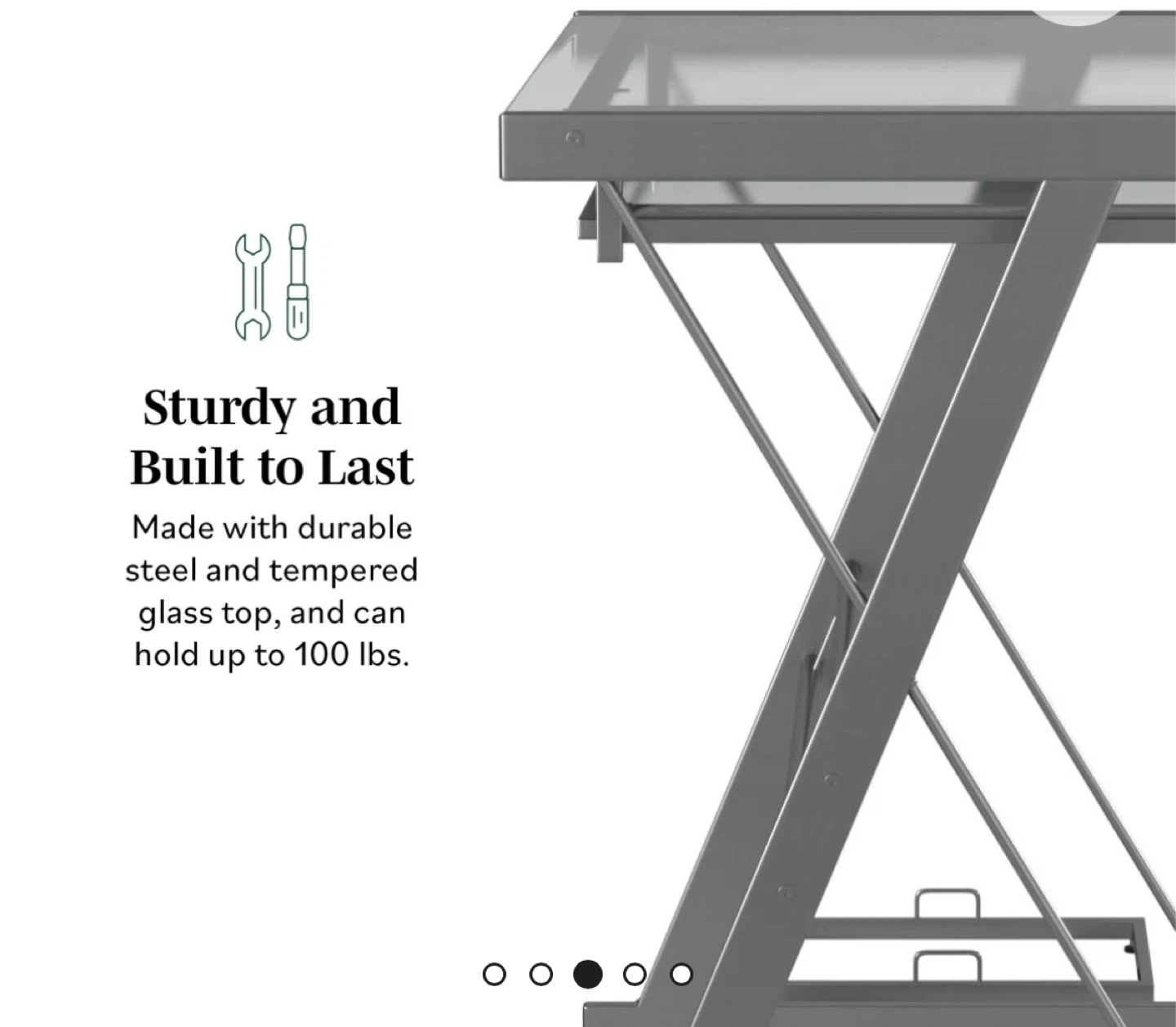 Glass Top Computer Desk with Pullout Keyboard Tray - photo 5
