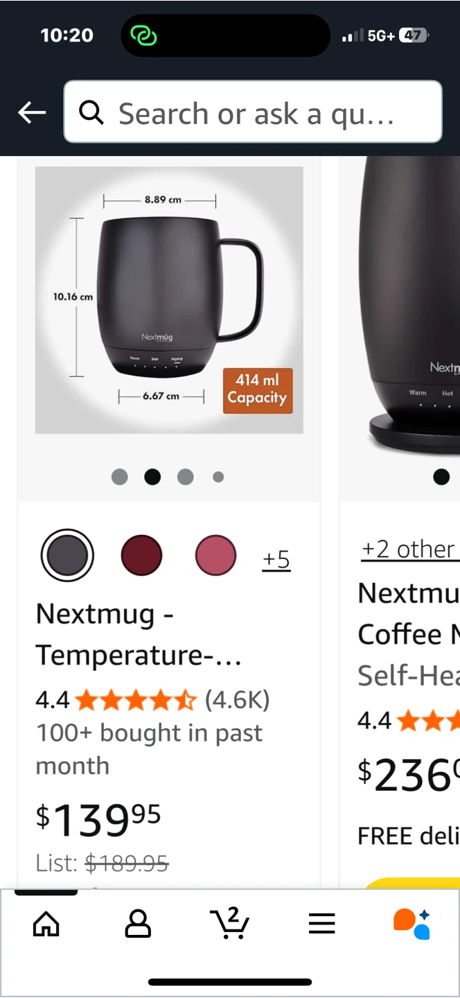 Nextmug Temperature-Controlled Self-Heating Mug - Black
