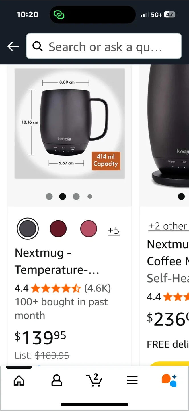 Nextmug Temperature-Controlled Self-Heating Mug - Black thumbnail