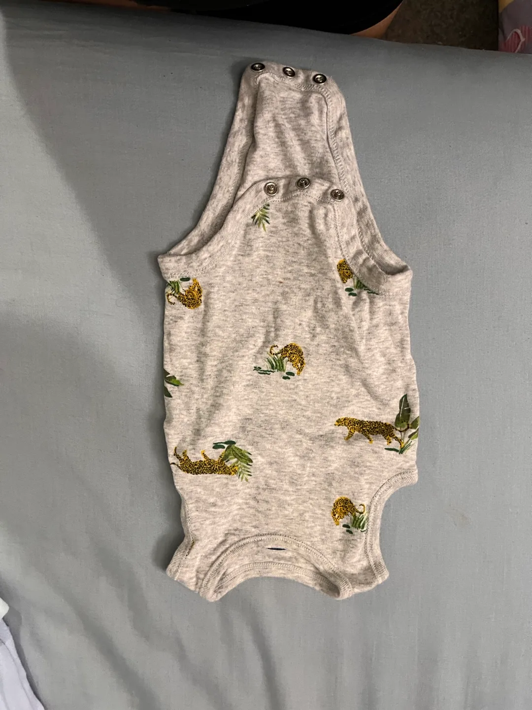Grey Baby Onesie with Leopard Print thumbnail