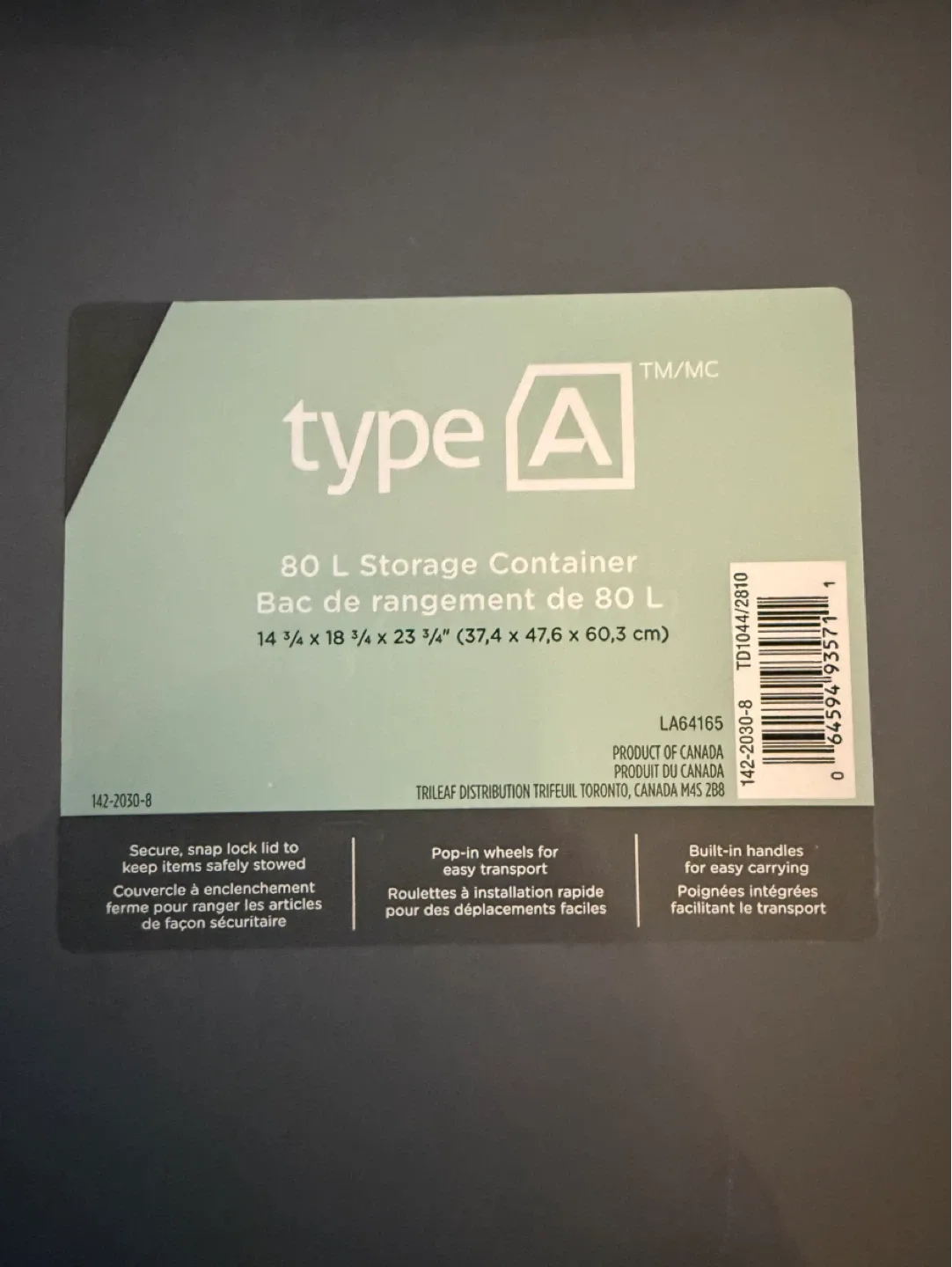 <Type A 80 L Storage Container> x2 image indicator(2)