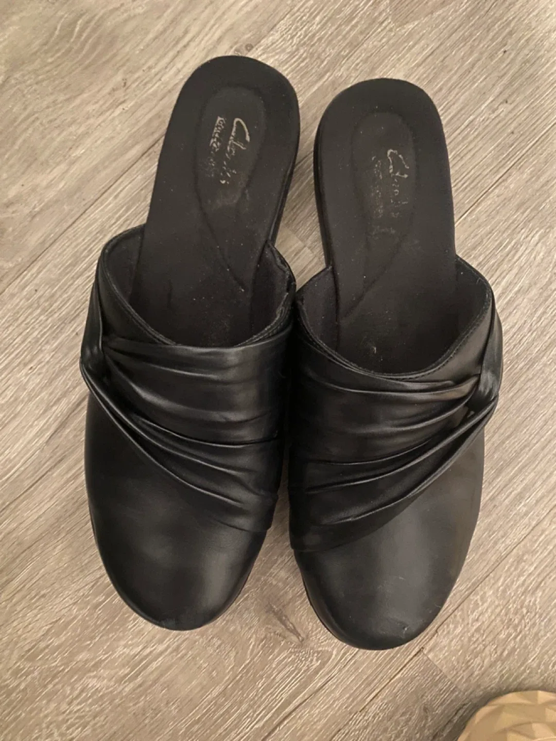 Clarks Black Leather Clogs/Mules thumbnail