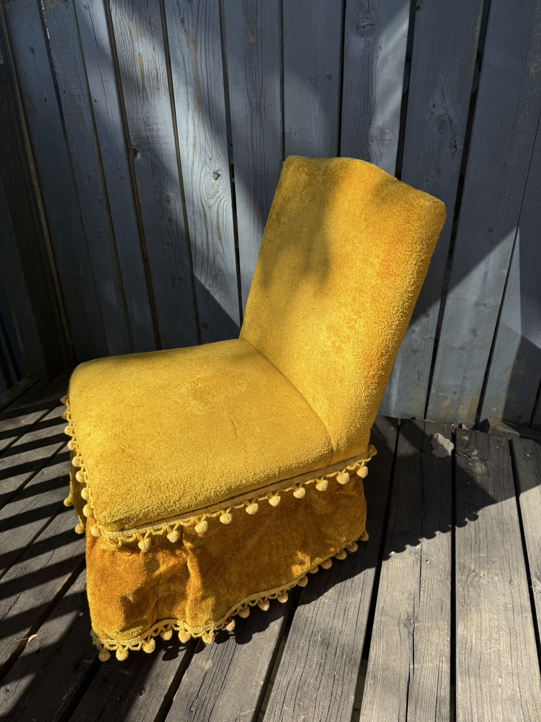Vintage Velvet Lounge Chair with Pompoms!