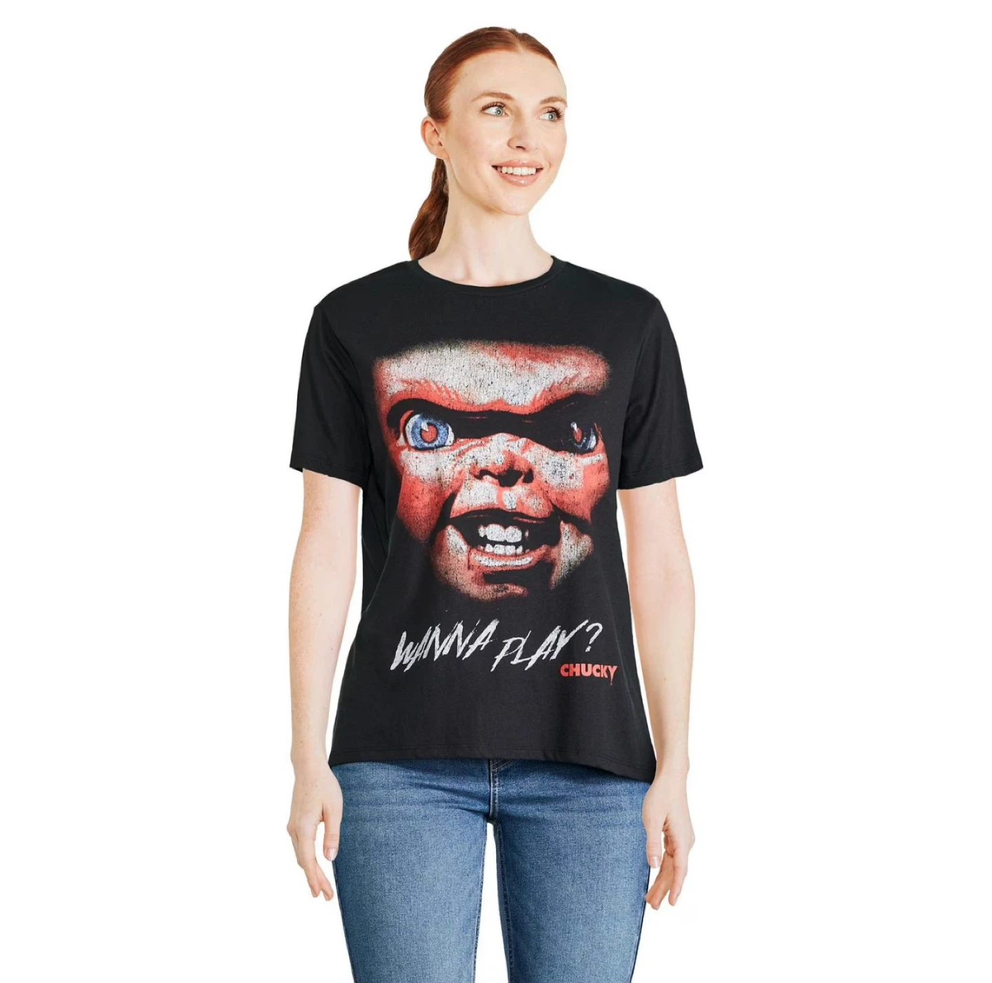 Chucky 'Wanna Play' Black T-Shirt - XL