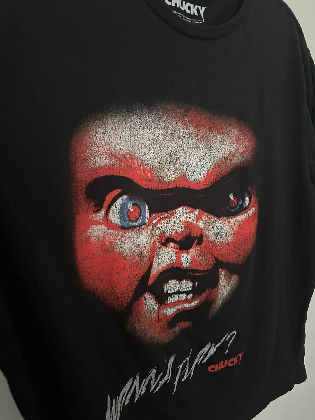 Chucky 'Wanna Play' Black T-Shirt - XL image indicator(7)