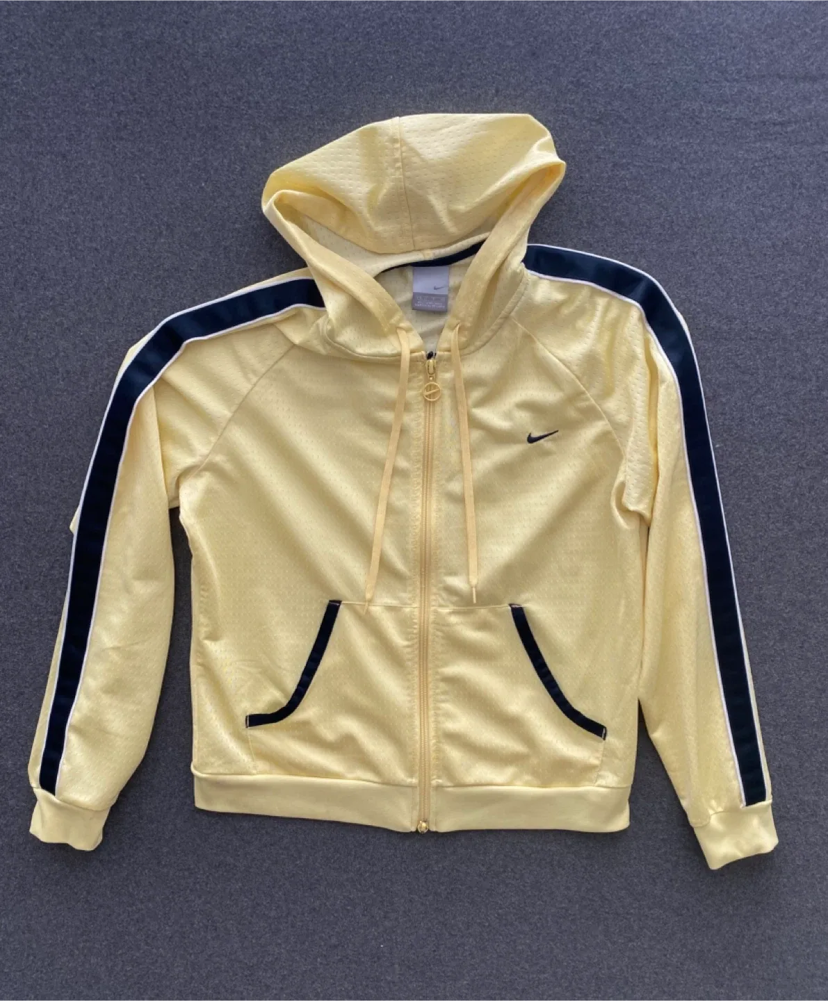 Y2K 90’s Nike Mesh Yellow Track Hooded Jacket Youth - Sma thumbnail