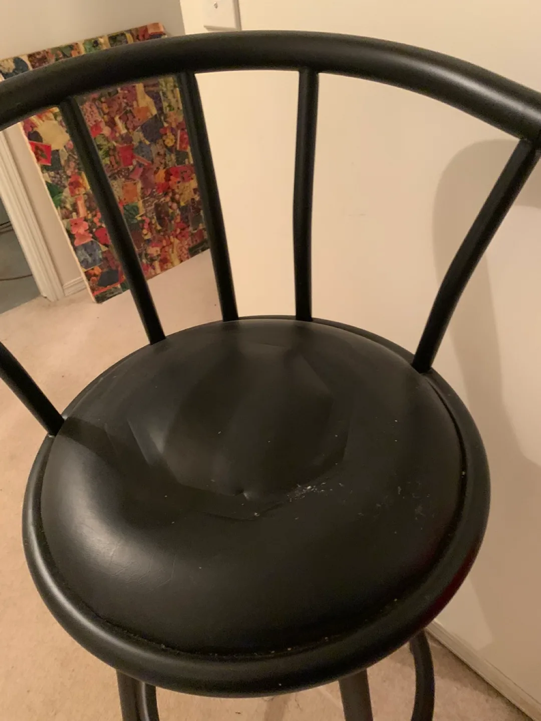 Black Swivel Bar Stool with Backrest image indicator(3)