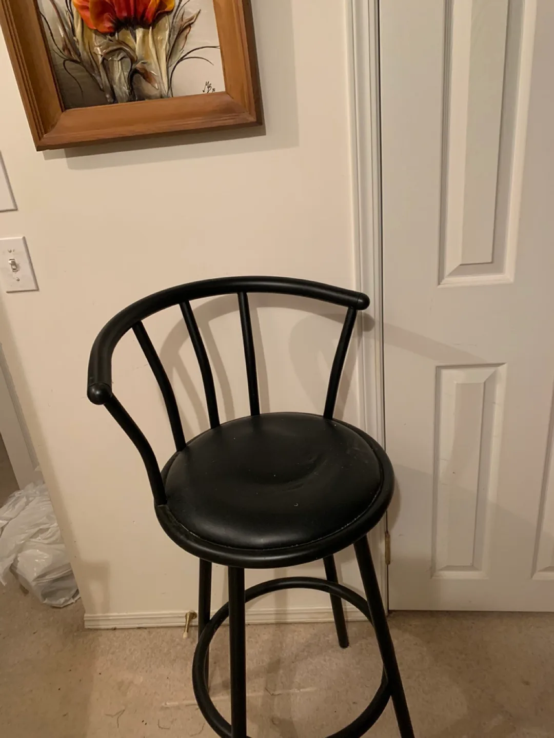 Black Swivel Bar Stool with Backrest image indicator(2)