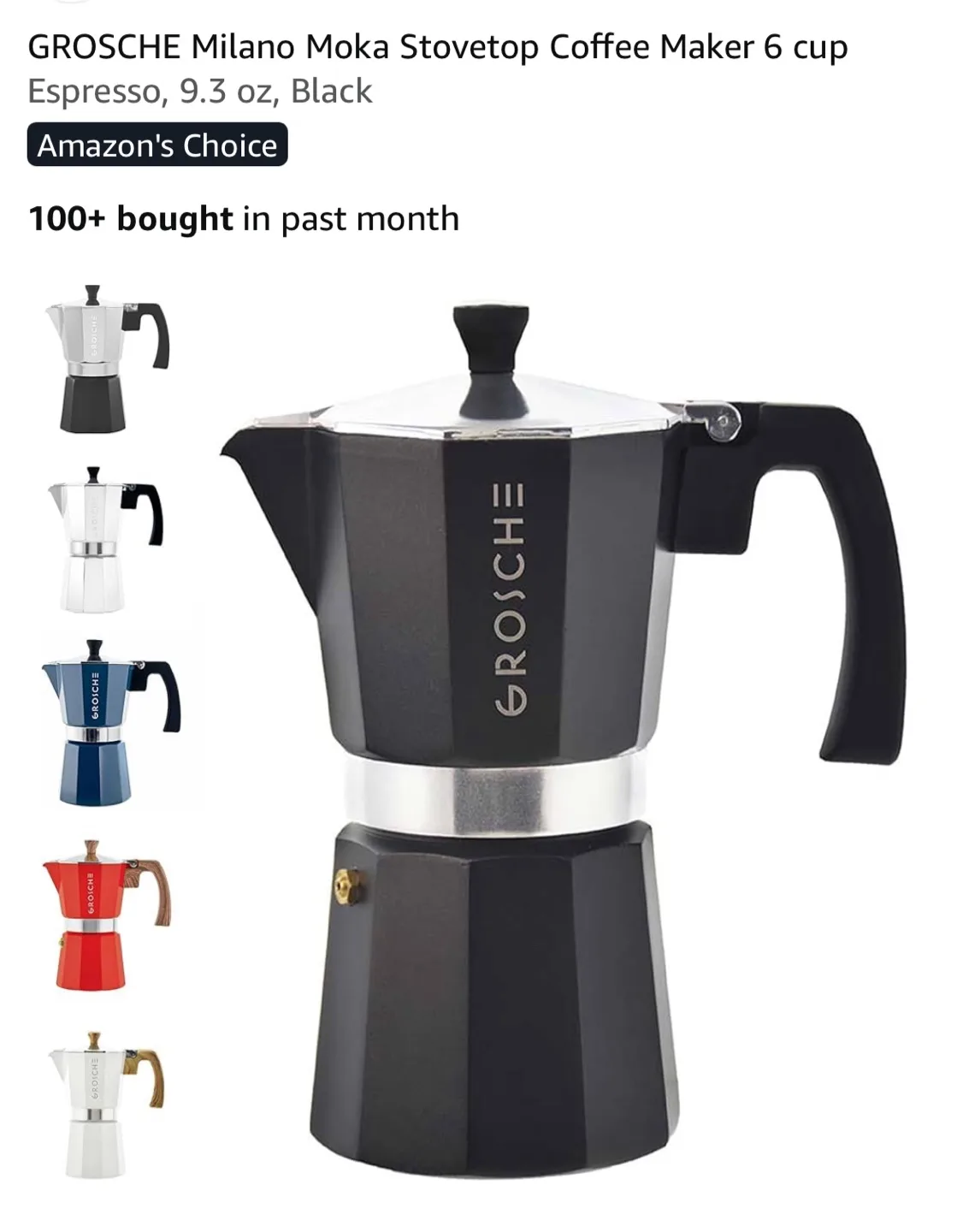 Grosche Milano Moka Espresso Maker - 6 Cup thumbnail