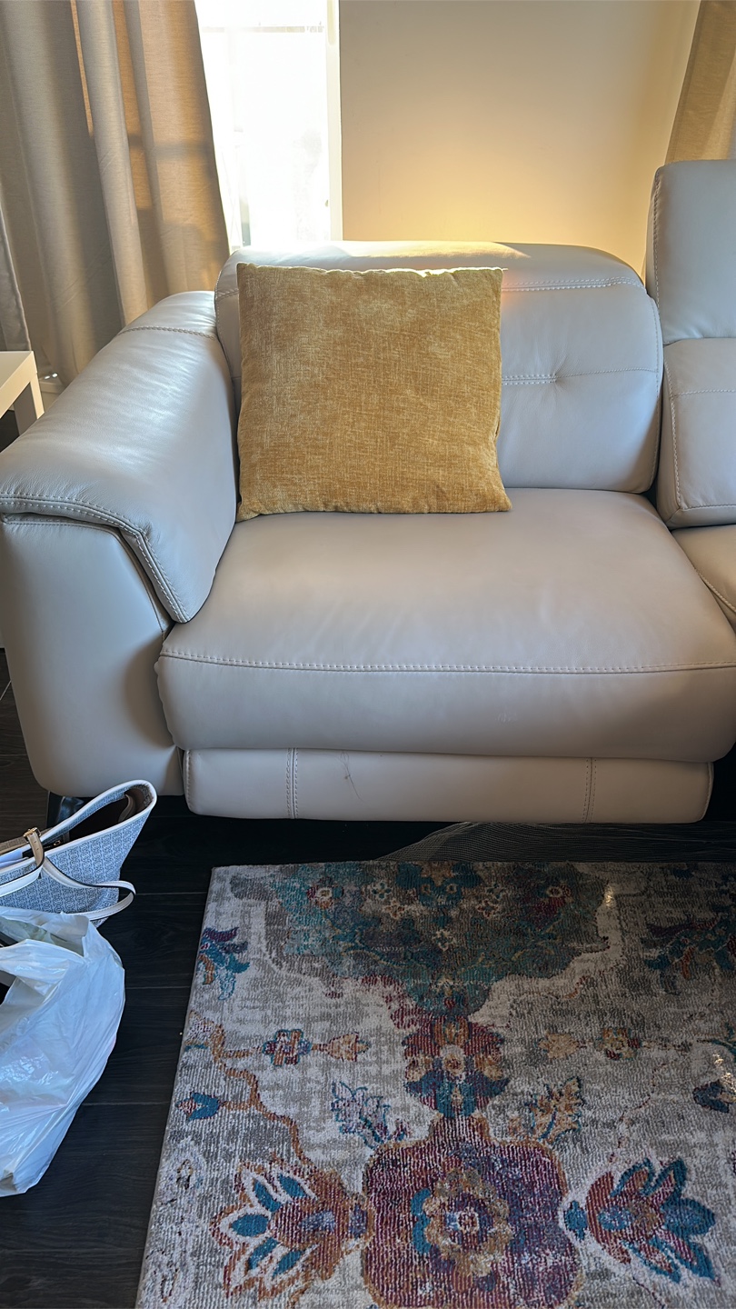Cream Leather Power Reclining Sectional Sofa - photo 5