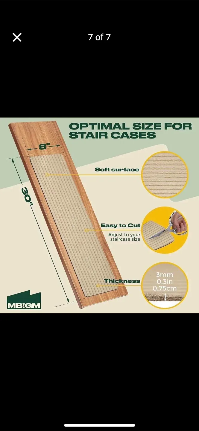 🥕 MBIGM Beige Stair Treads 8"x30"