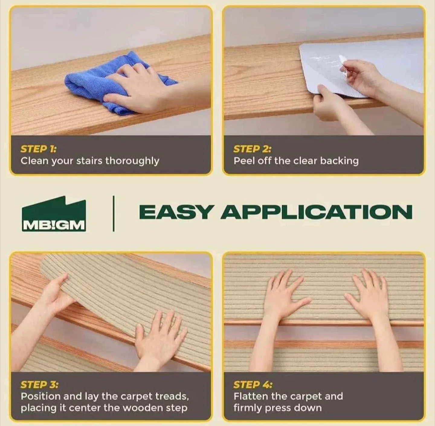 🥕 MBIGM Beige Stair Treads 8"x30" image indicator(6)