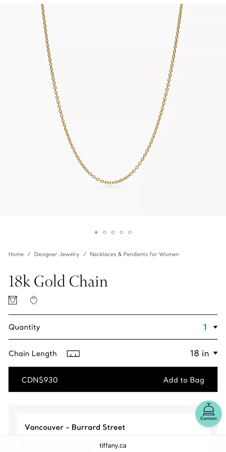 Tiffany & Co. Rose Gold Chain Necklace 16” 18k thumbnail