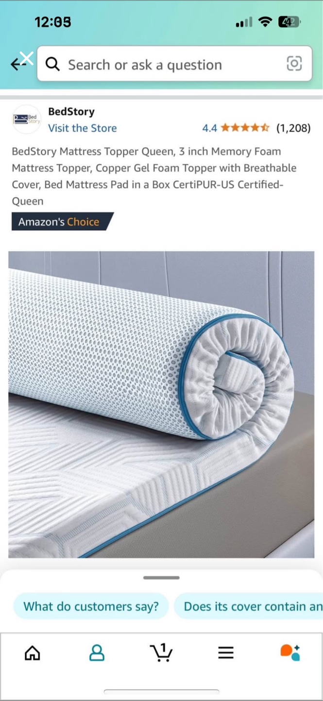 BedStory Queen Mattress Topper - Gel Infused 3"