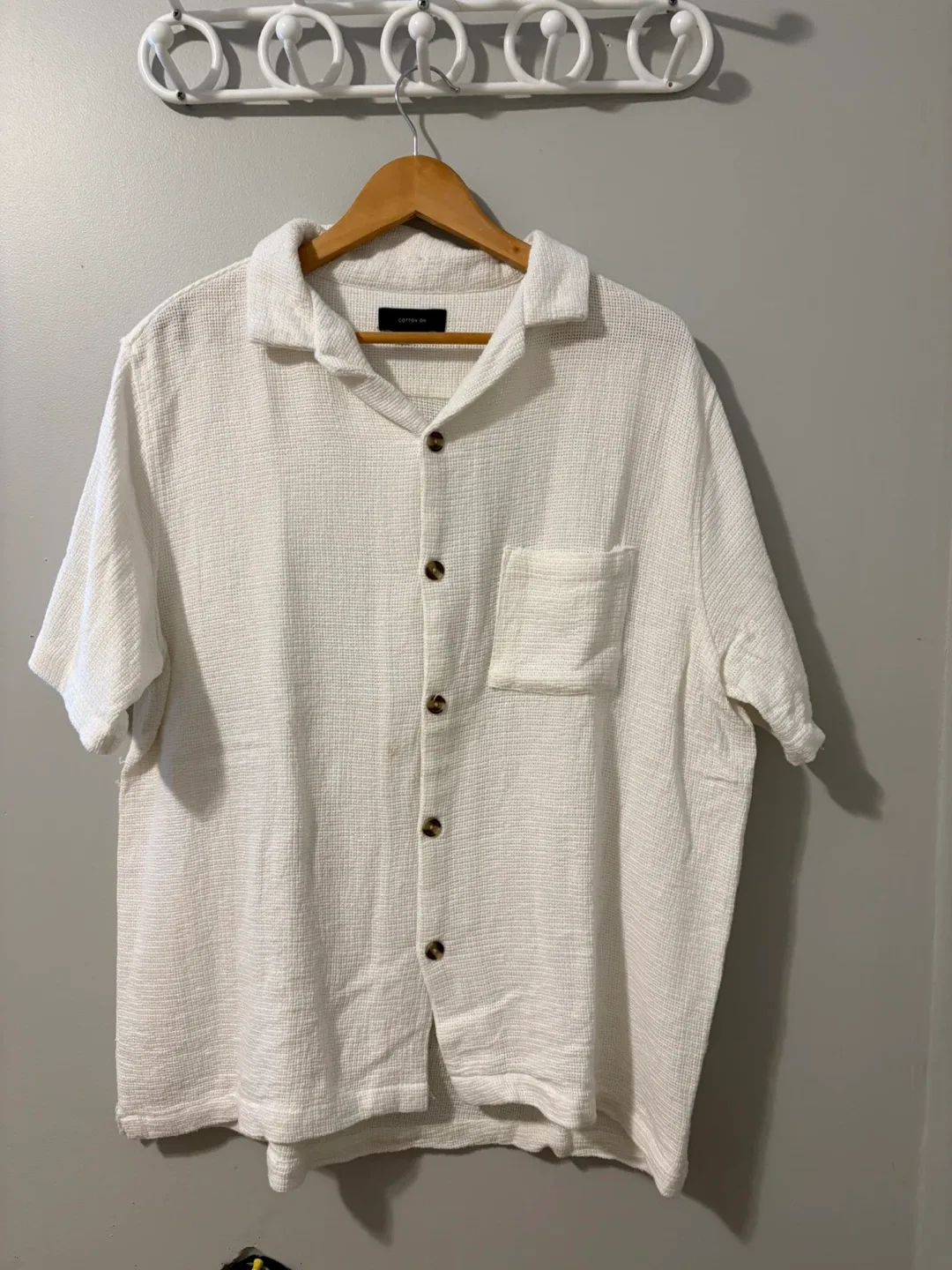 Cotton On White Textured Shirt - Size Large thumbnail