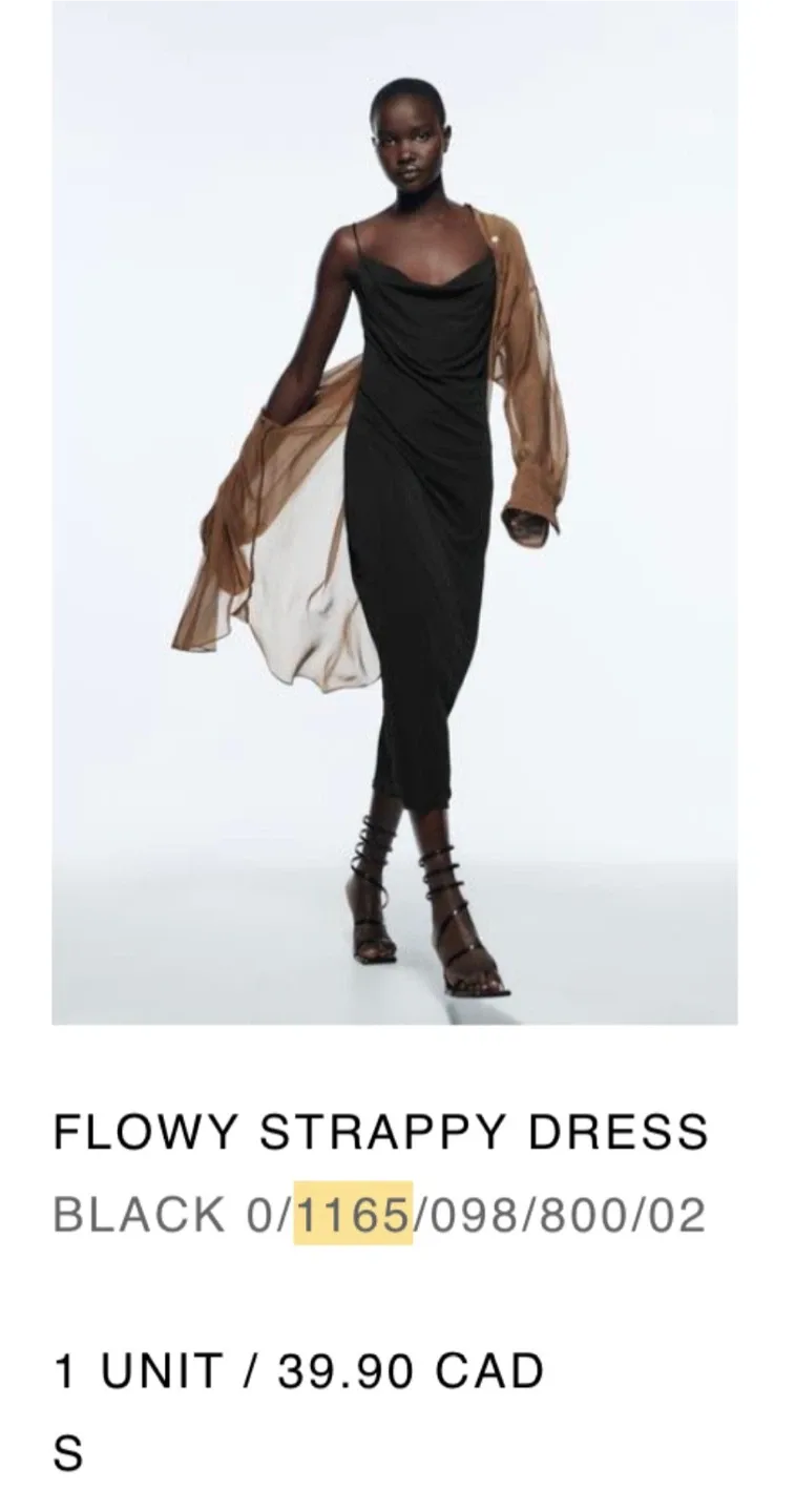 Zara Flowy Strappy Dress - Black, Size S thumbnail