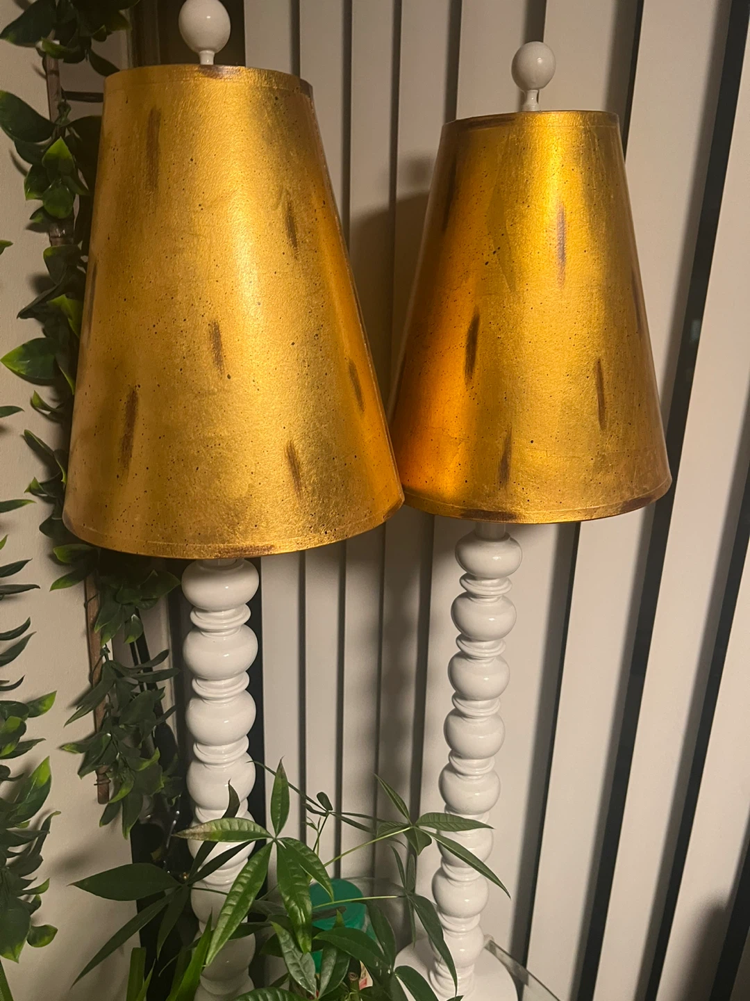 Gold Shade Table Lamps - Pair