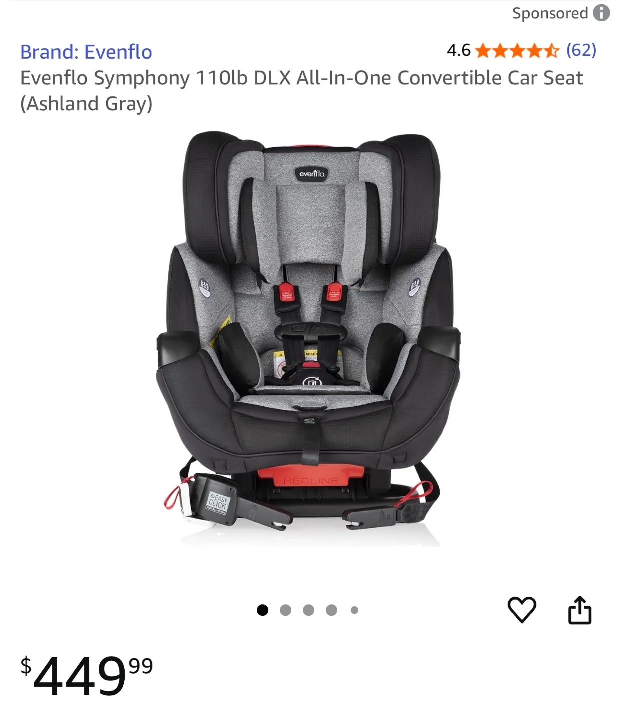 Evenflo Symphony DLX All-In-One Convertible Car Seat image indicator(4)