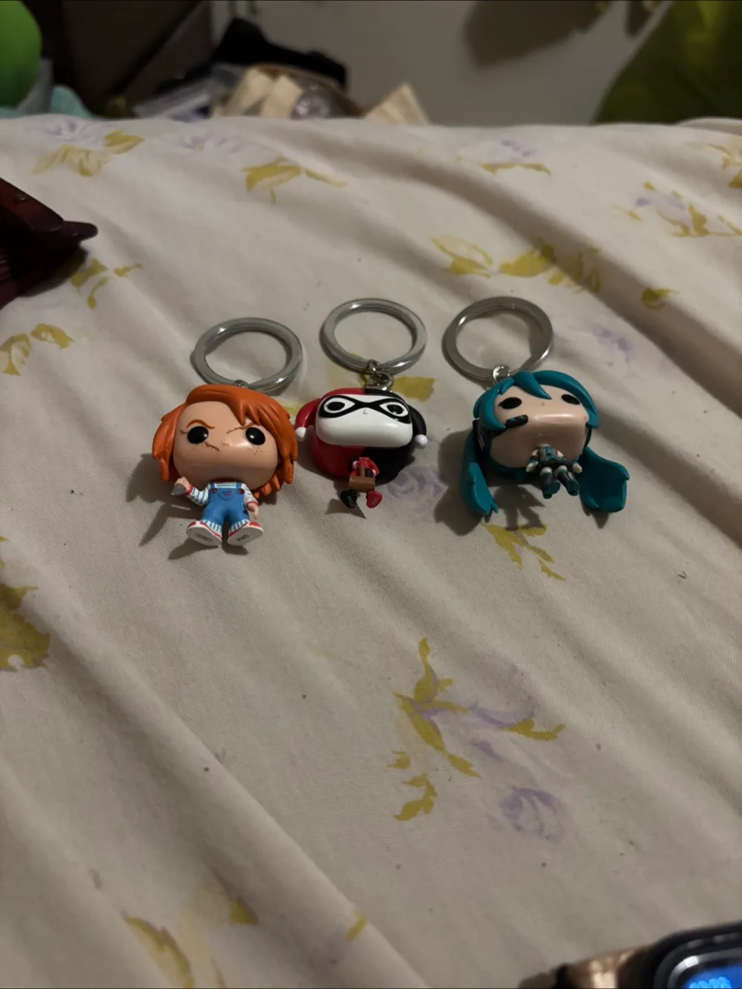 Funko Pop Keychains: Chucky, Harley Quinn, Vocaloid