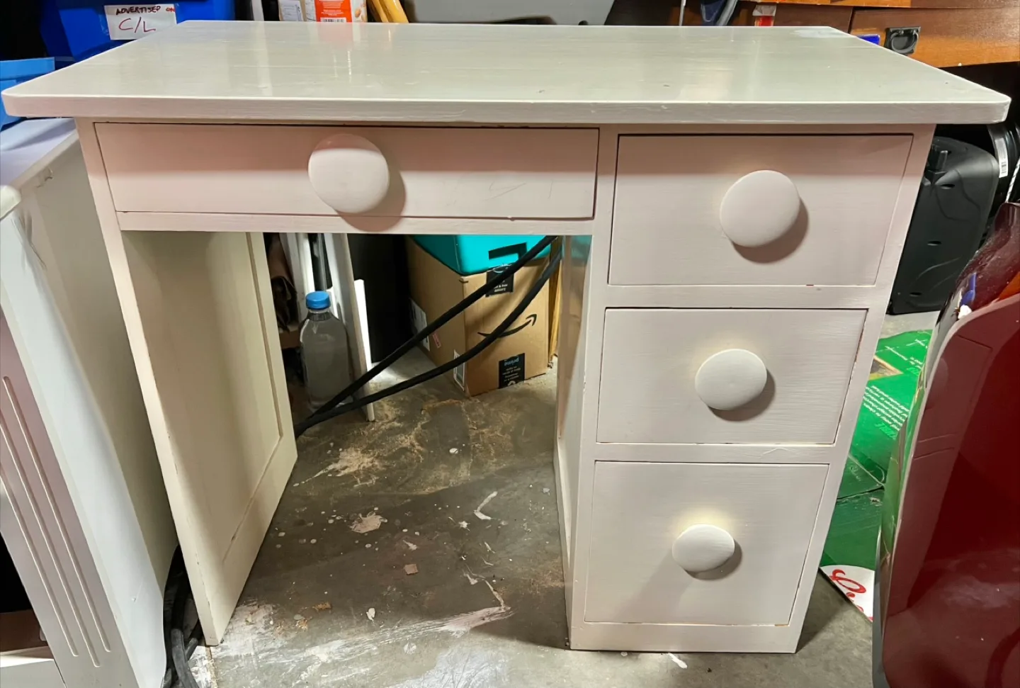 Student desk or dresser, white,  solid wood thumbnail