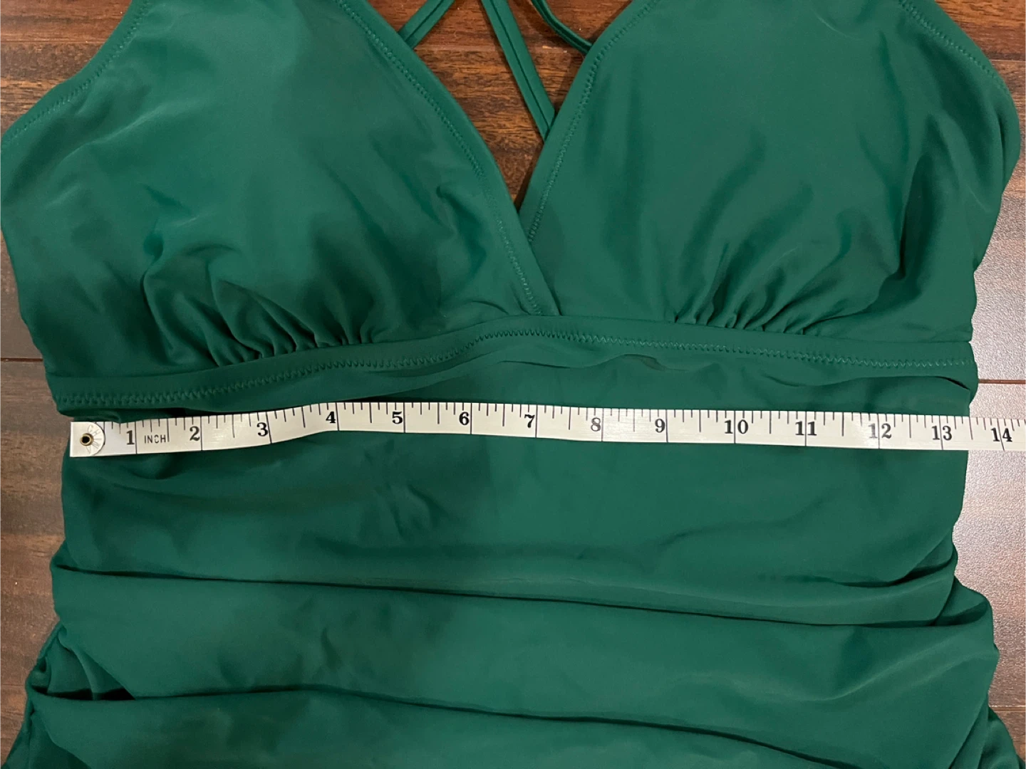 Charmo women’s large one piece swimsuit, ruched waist, green - photo 3