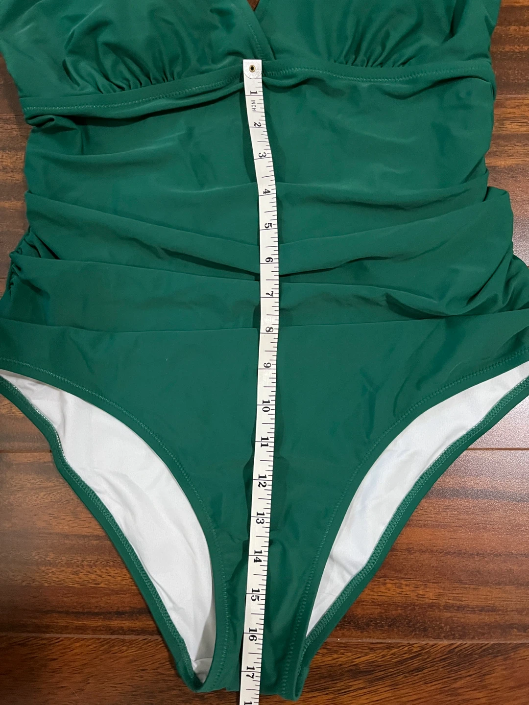 Charmo women’s large one piece swimsuit, ruched waist, green - photo 4