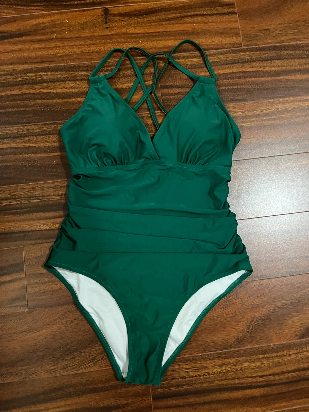 Charmo women’s large one piece swimsuit, ruched waist, green