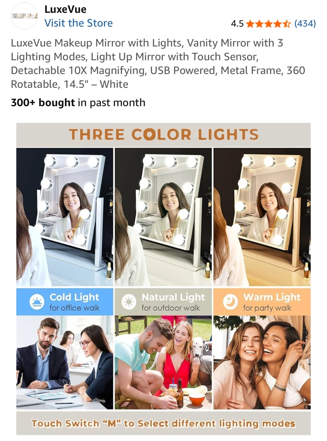 LuxeVue Vanity Makeup Mirror with Lights - White - photo 2