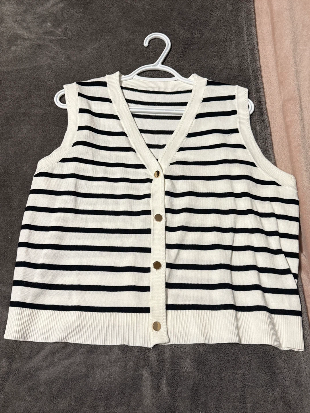 Striped Sleeveless Cardigan - Size 0XL