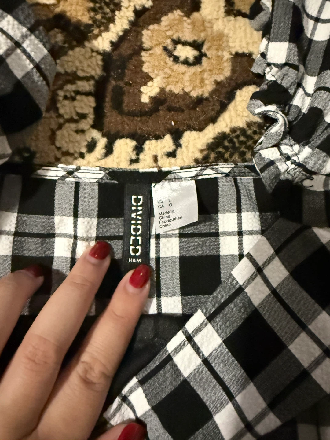 H&M Divided Black & White Plaid Dress - Size L - photo 3