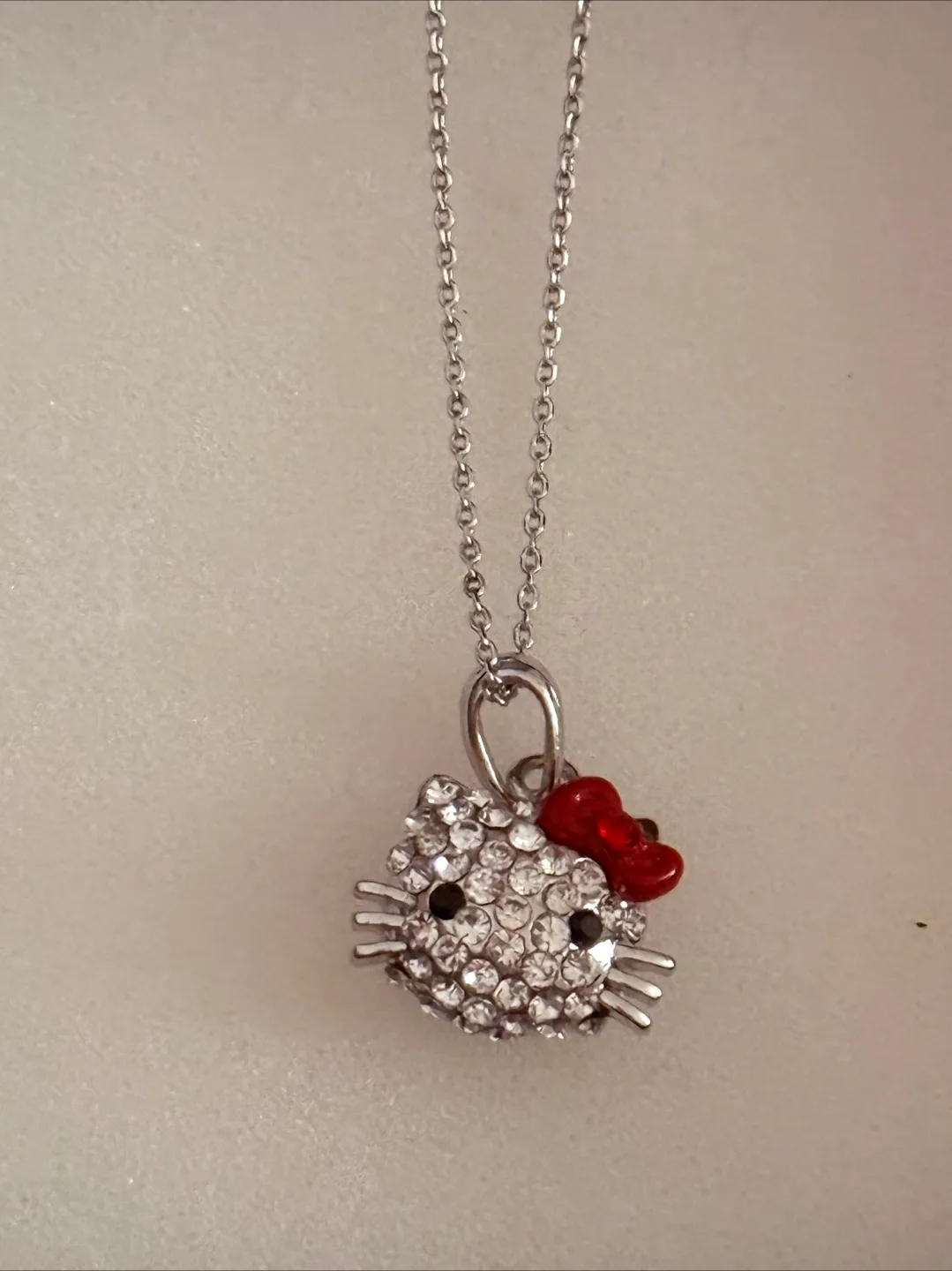 Silver Hello Kitty Necklace with Rhinestones - New in Box image indicator(3)