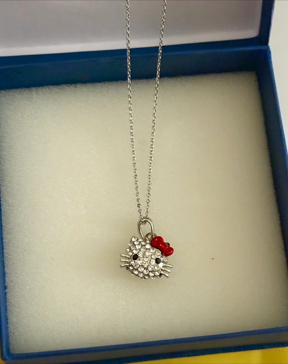 Silver Hello Kitty Necklace with Rhinestones - New in Box thumbnail