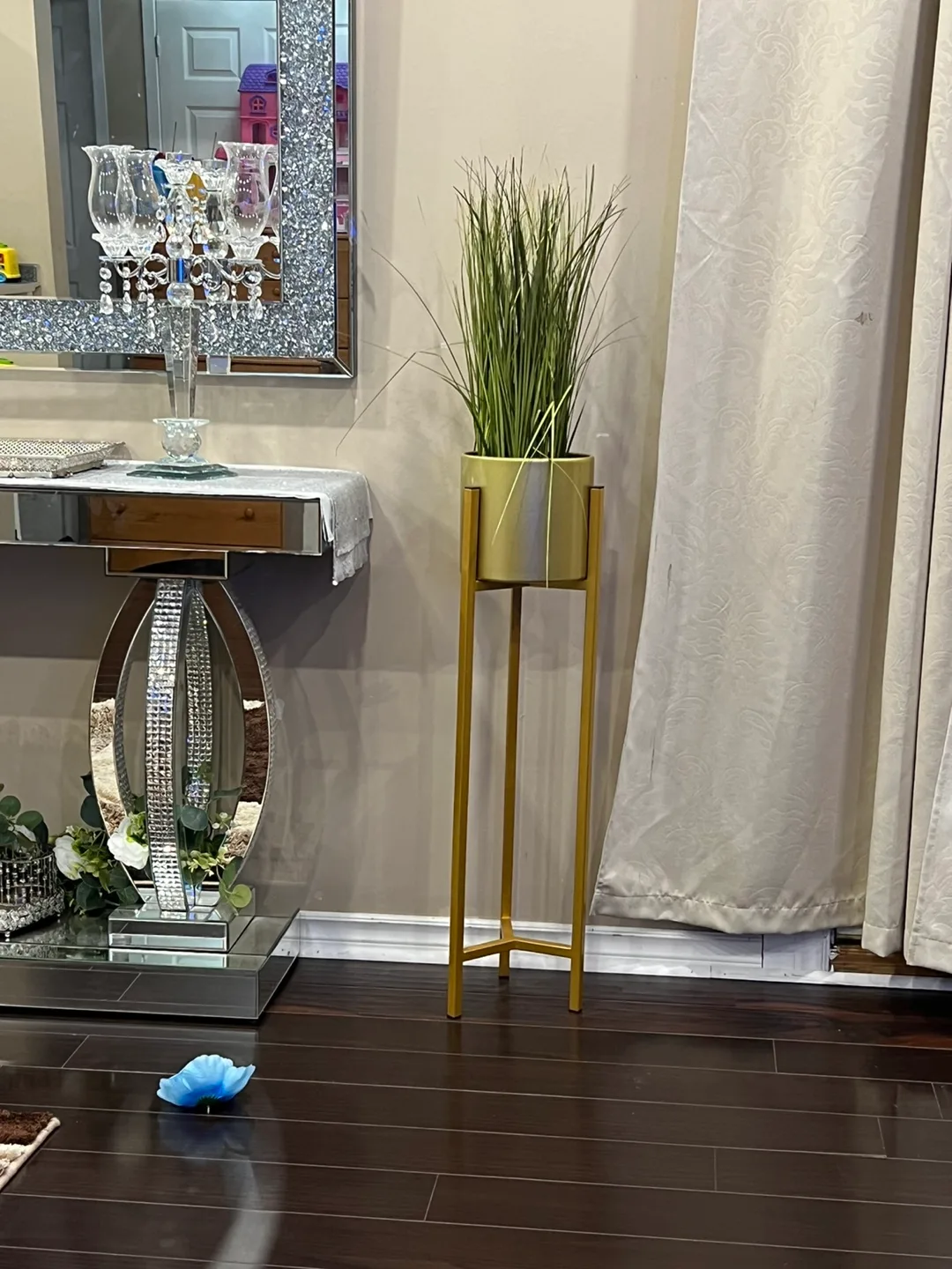 Gold Plant Stand tall all metal thumbnail