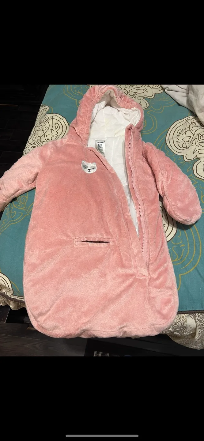 Carter's Pink Baby Snowsuit 0-6 Months thumbnail