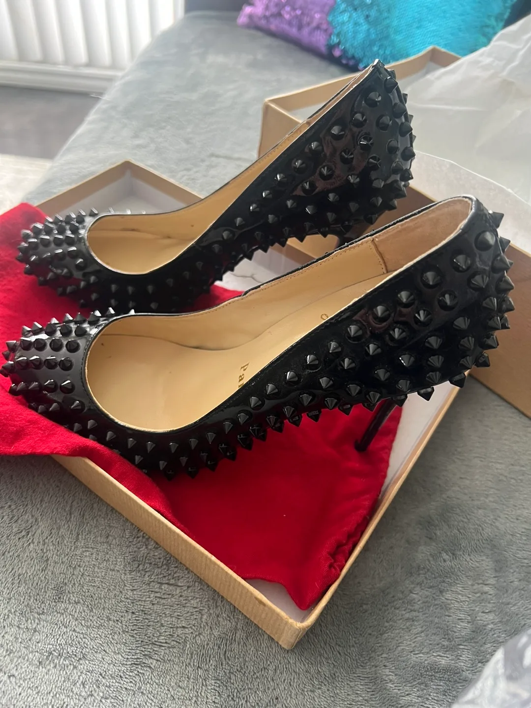 Christian Louboutin Black Spiked Heels - Size 38 image indicator(3)