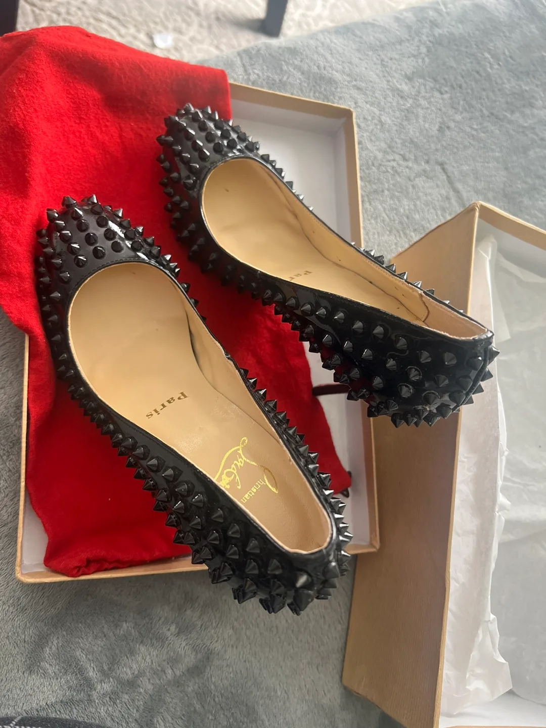 Christian Louboutin Black Spiked Heels - Size 38 image indicator(5)