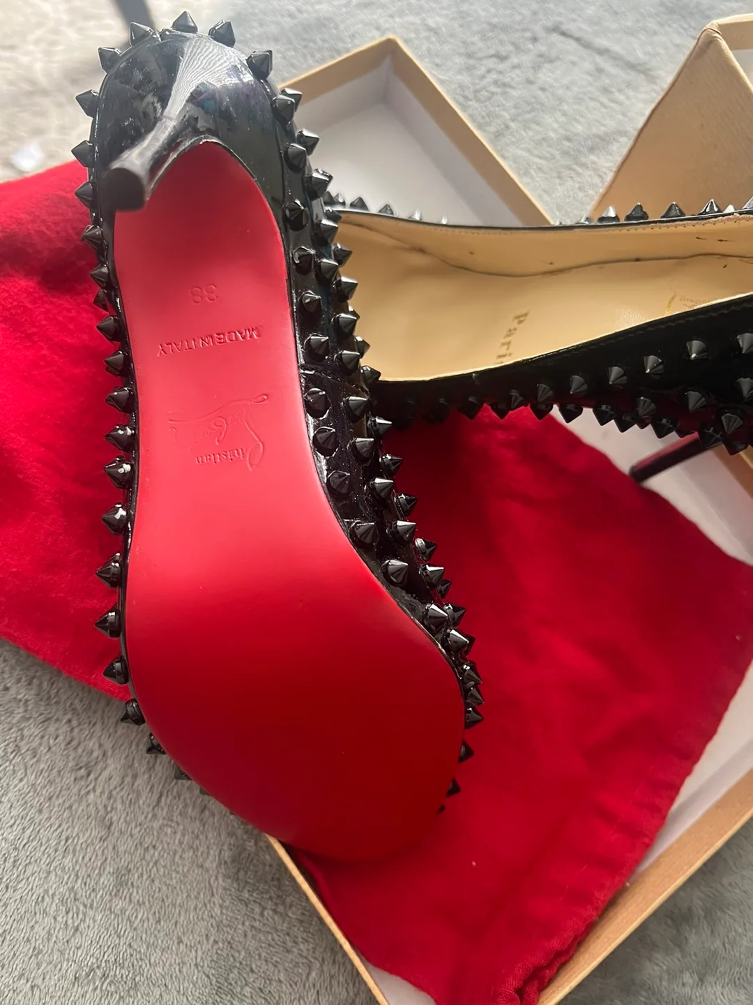 Christian Louboutin Black Spiked Heels - Size 38 image indicator(2)