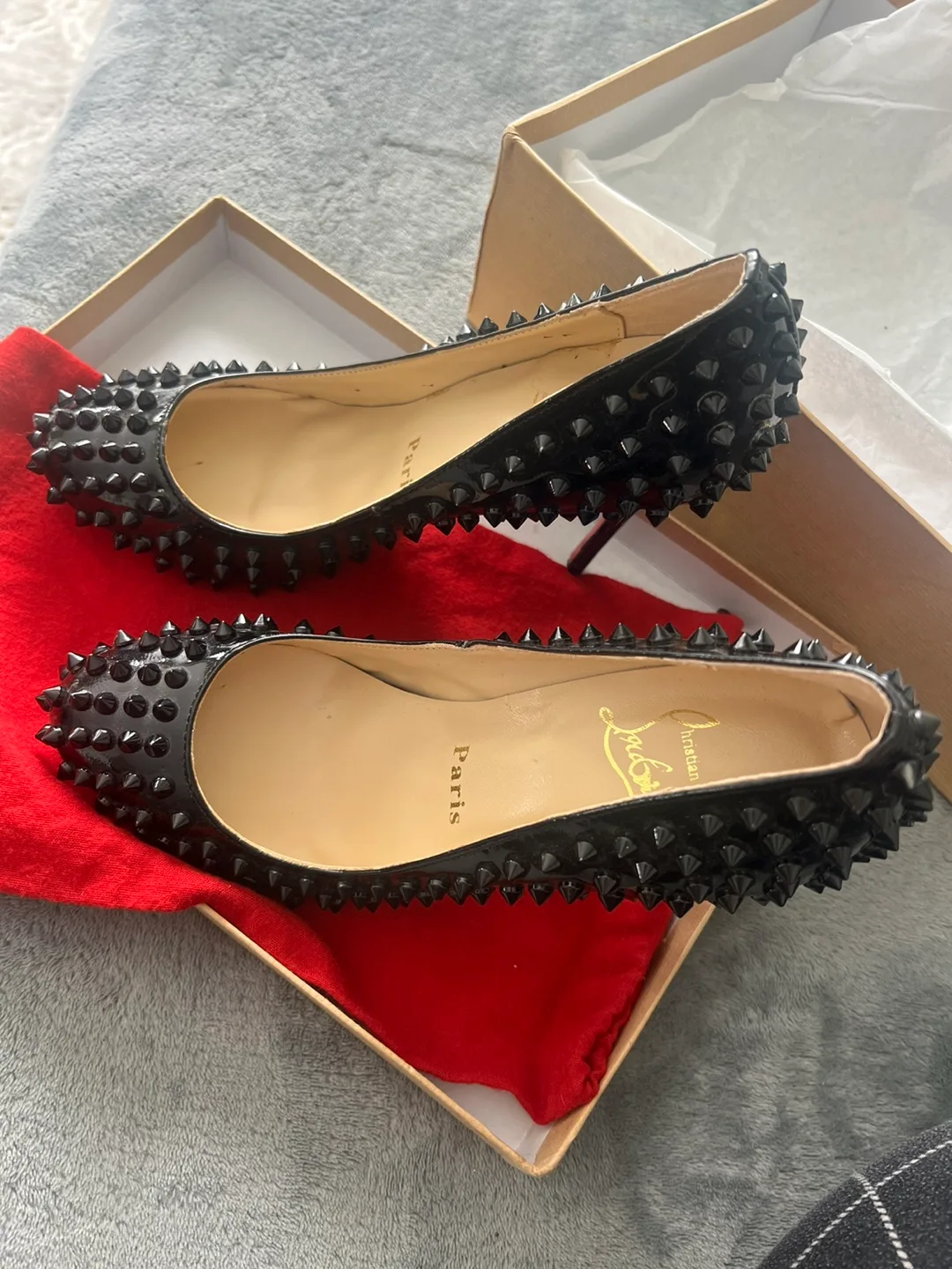 Christian Louboutin Black Spiked Heels - Size 38 image indicator(4)