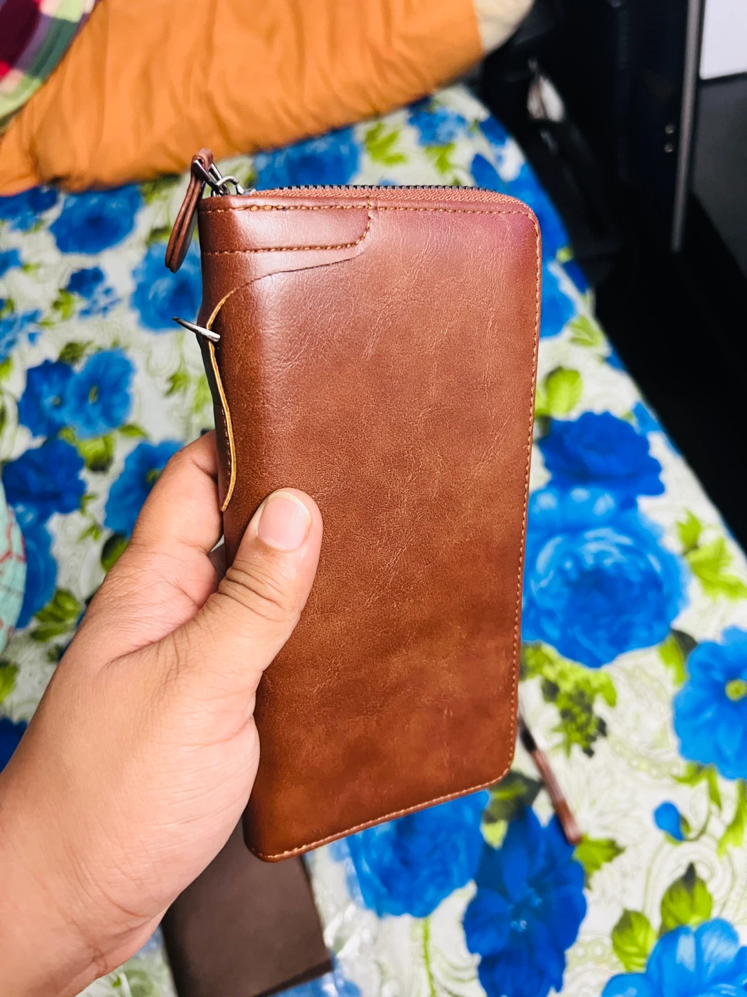 Brown Leather Wallet with Zipper - photo 2