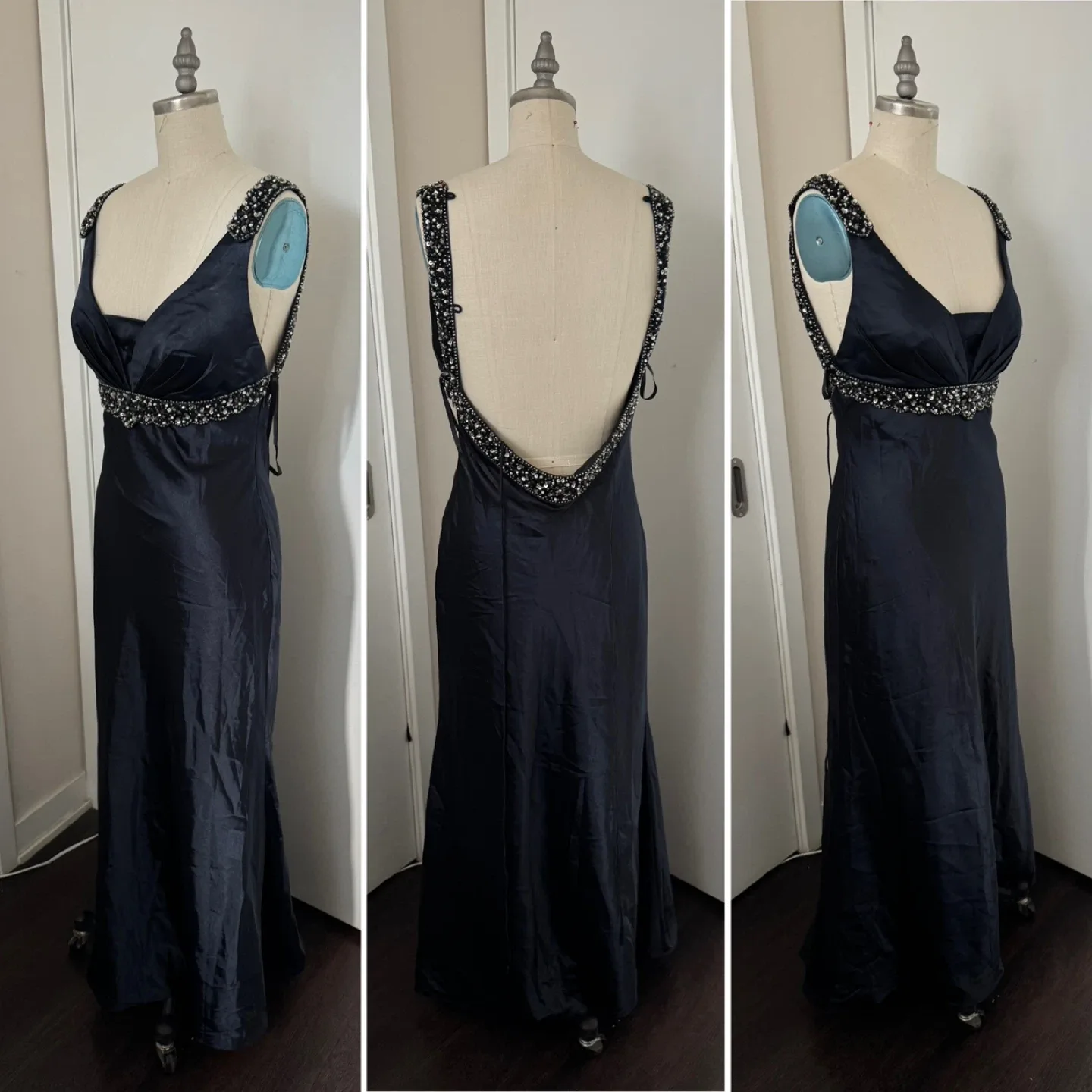 Ladies Blackless Gorgeous Navy Blue Evening Dress Size Medium thumbnail