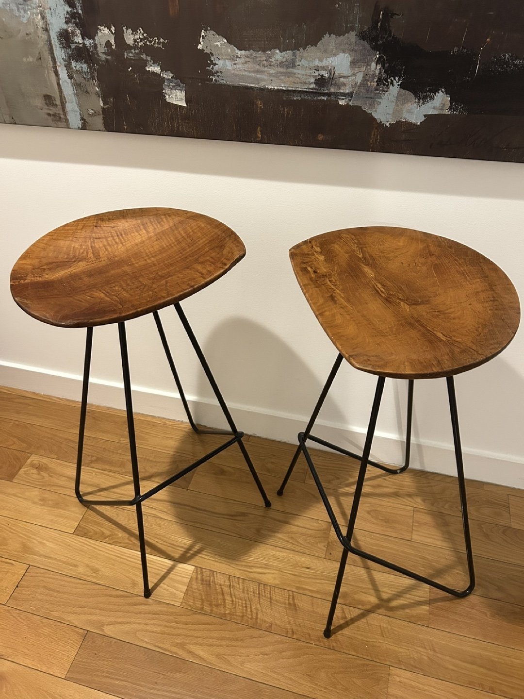 Set of 2 Wooden Bar Stools