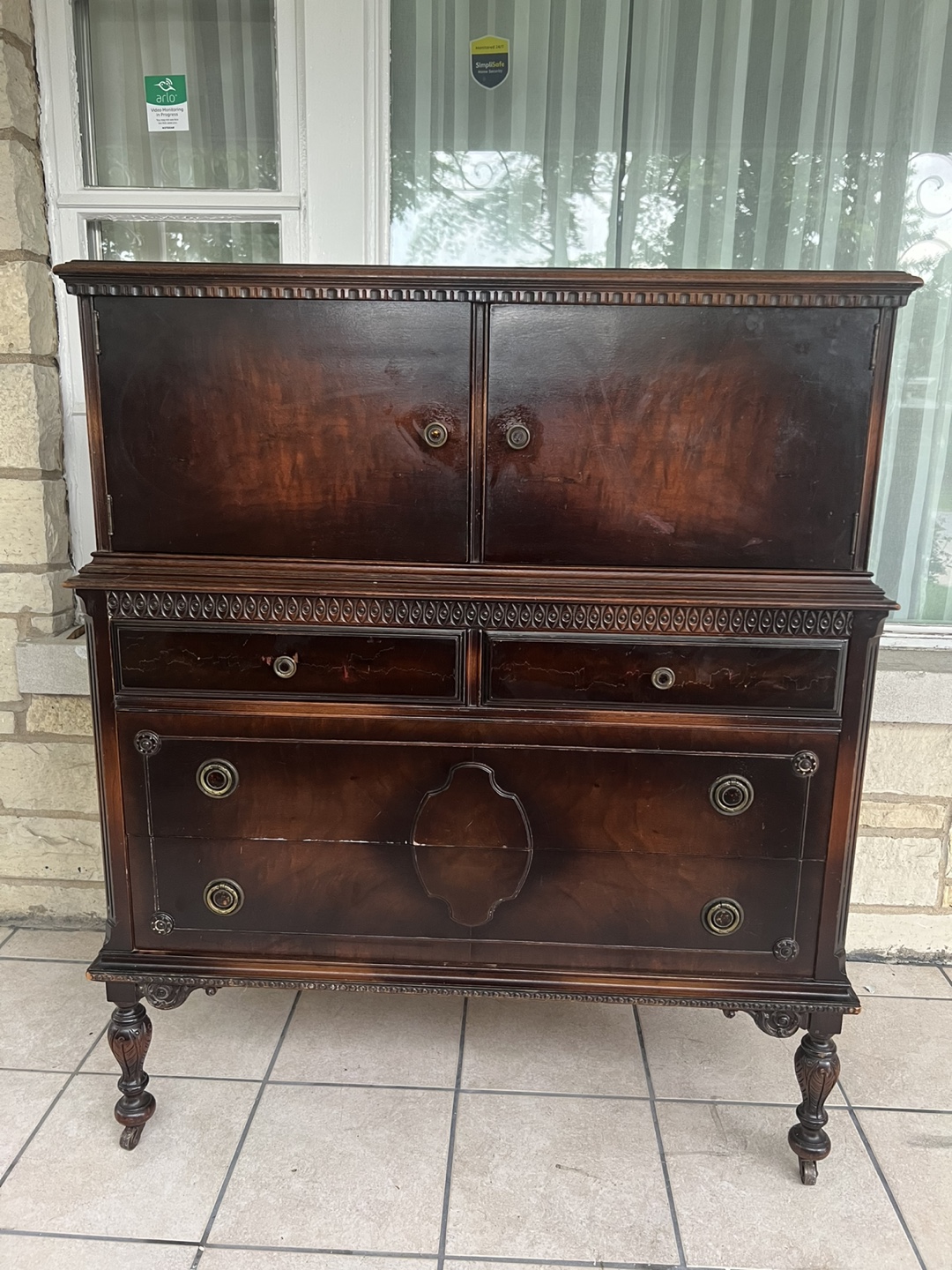 Antique Dark Wood Dresser