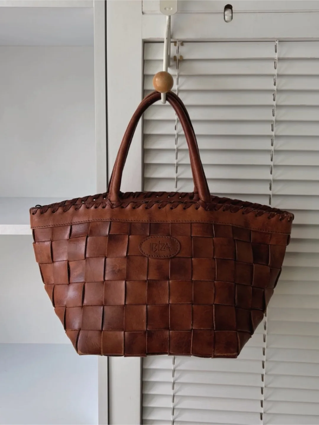 Vintage IBIZA Leather Tote Bag – Handmade Woven Leather Handbag thumbnail