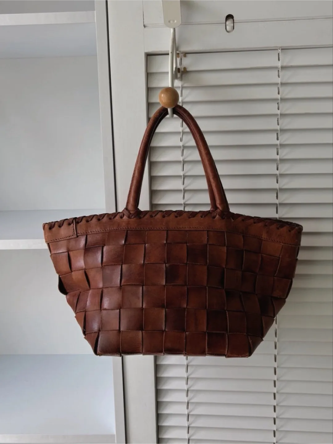 Vintage IBIZA Leather Tote Bag – Handmade Woven Leather Handbag image indicator(9)