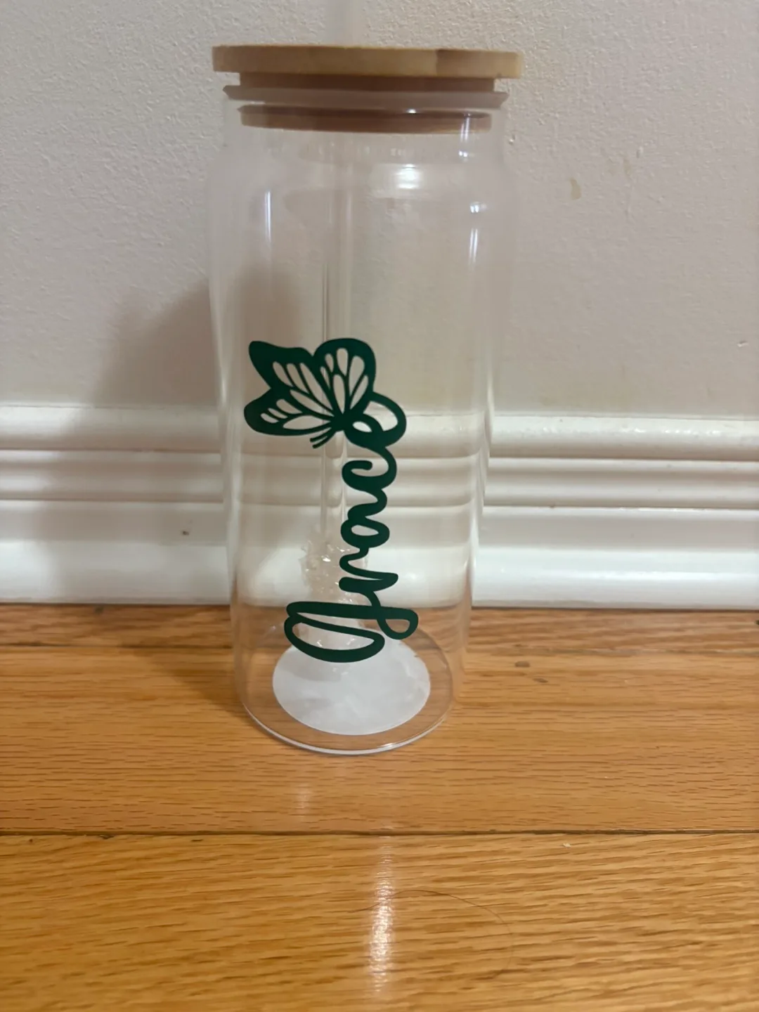 Personalized Glass Tumbler with Straw thumbnail