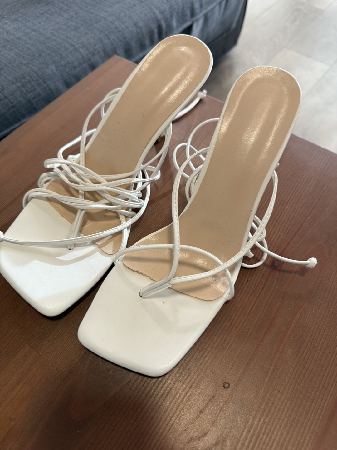 White Strappy Heels - Size 10 - photo 3