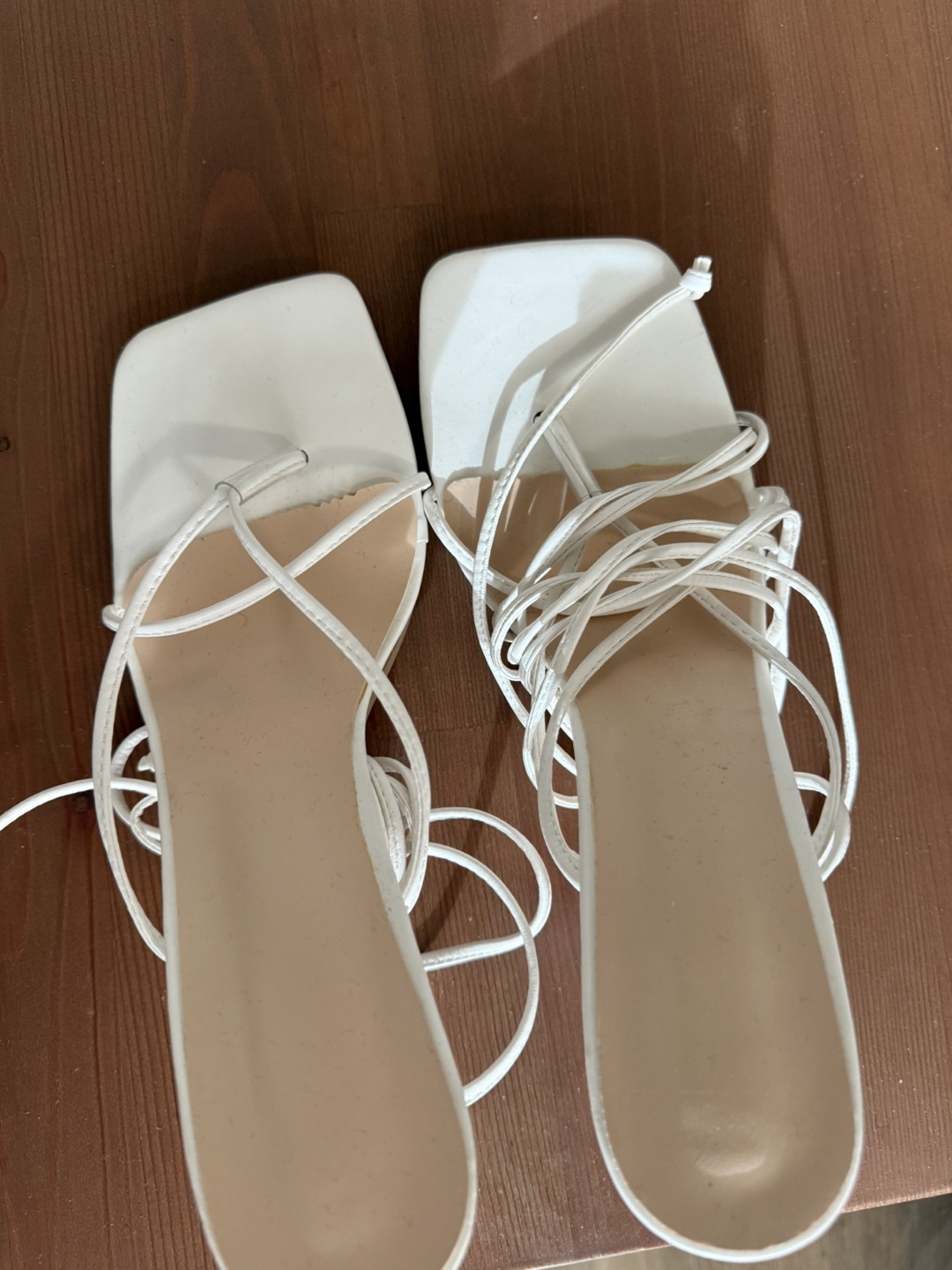 White Strappy Heels - Size 10 - photo 2