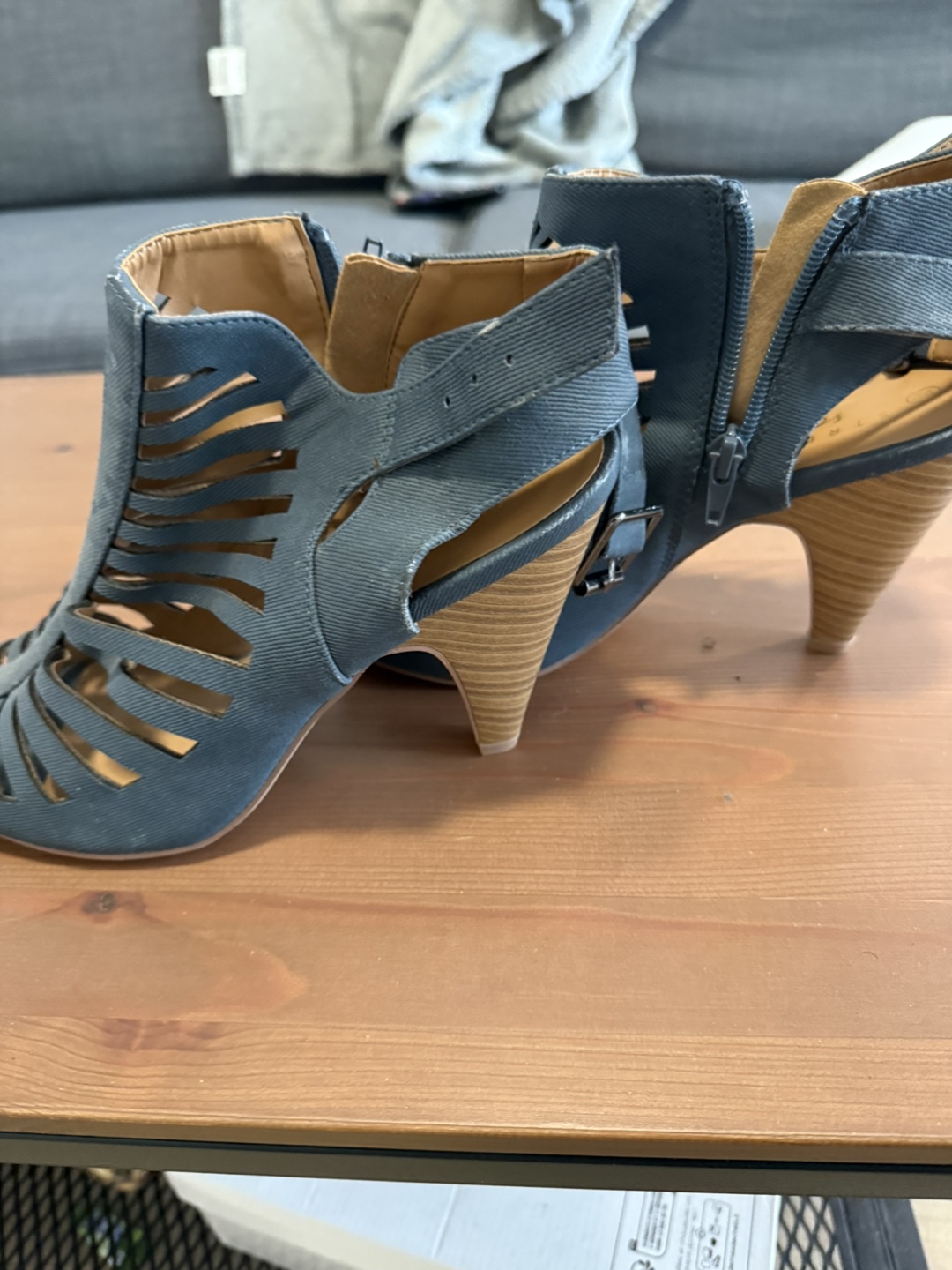 Blue Open-Toe Heeled Booties - photo 2