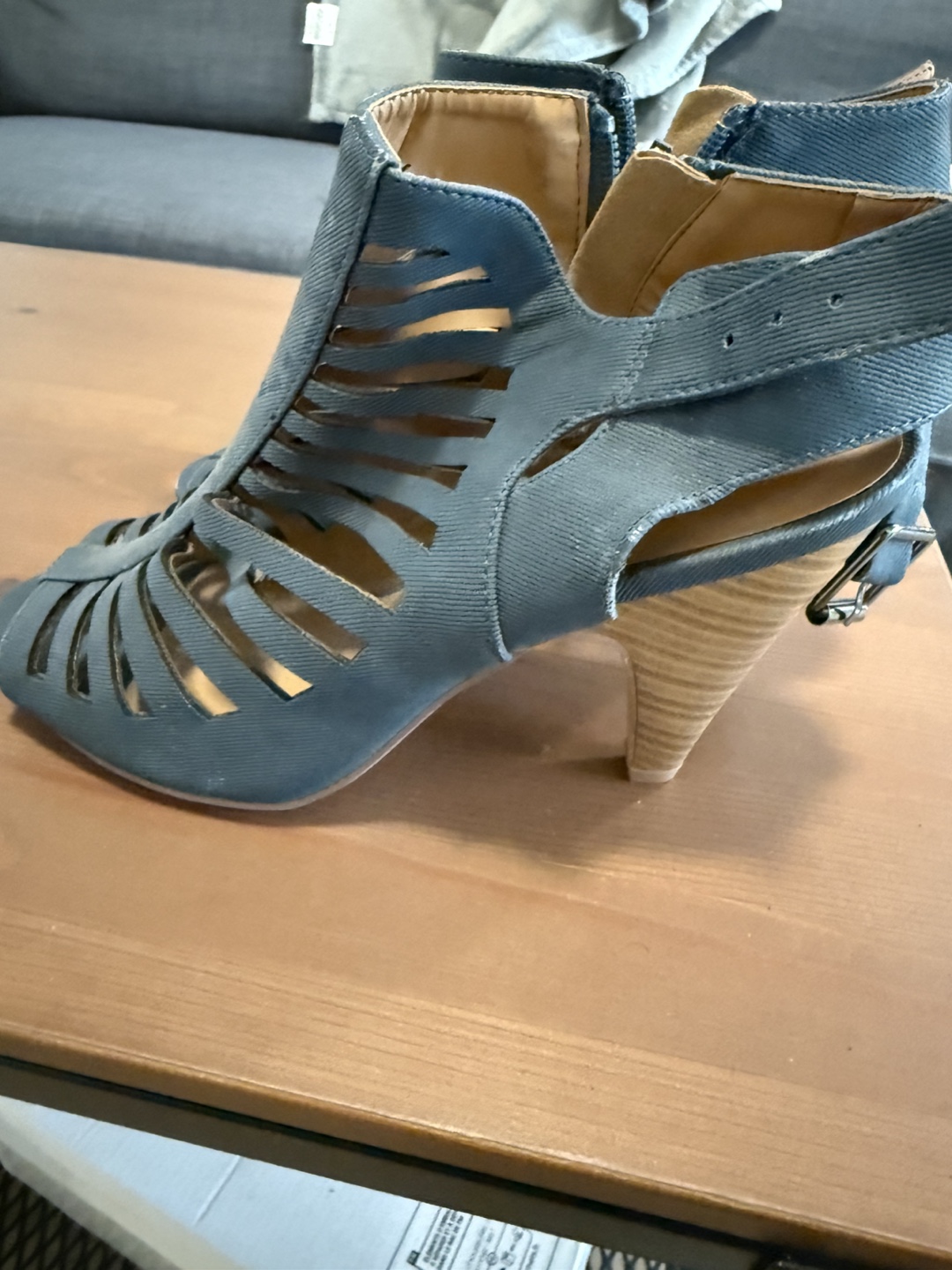 Blue Open-Toe Heeled Booties - photo 3